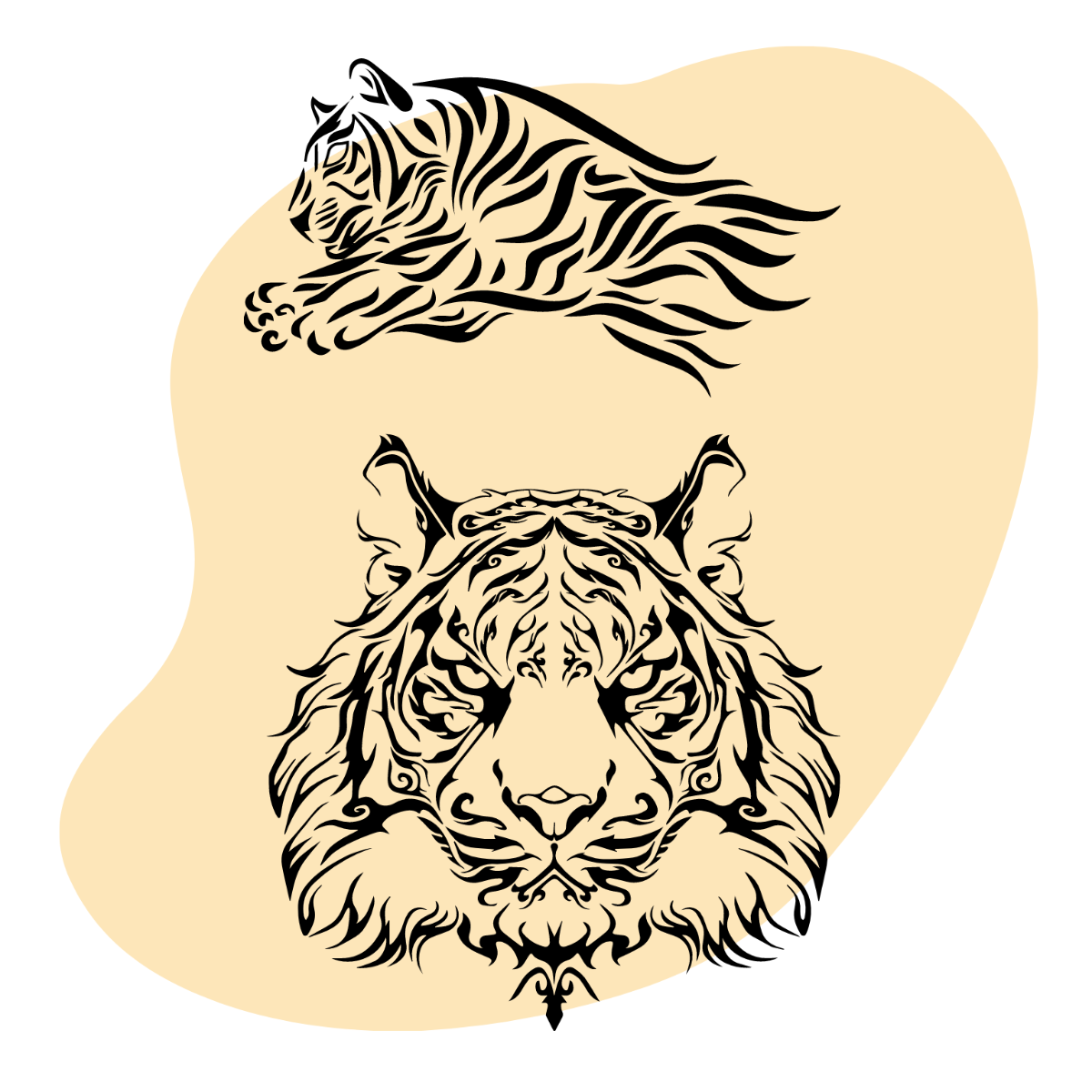 Tribal Tiger Vector Template