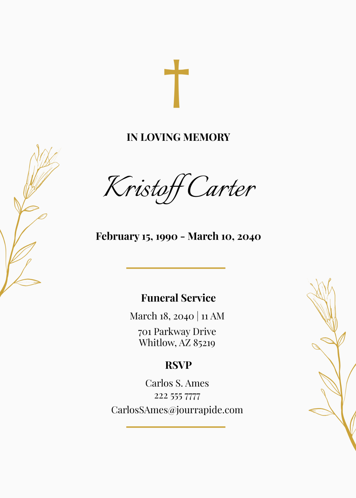 Digital Funeral Announcement Card