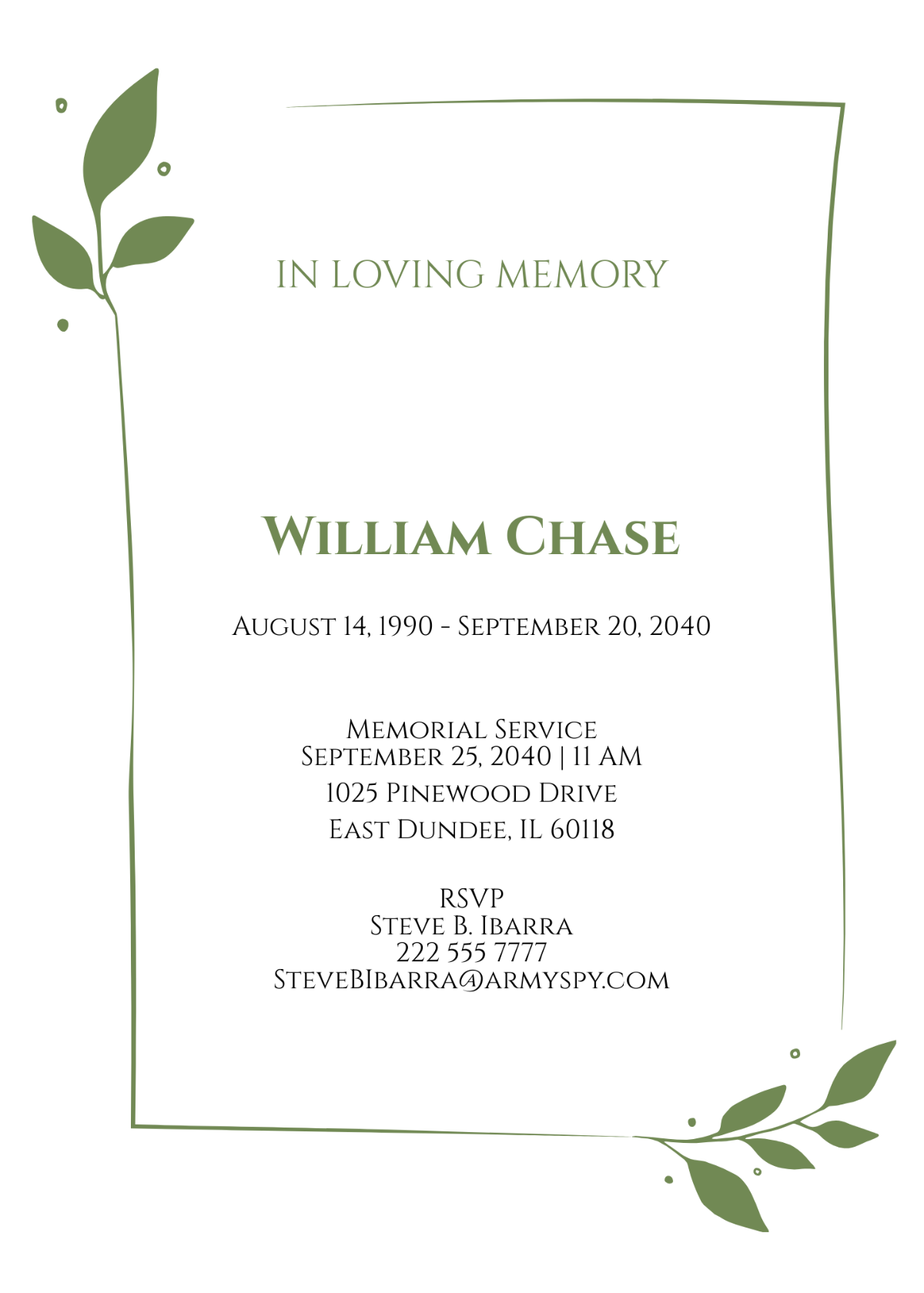 Blank Funeral Memorial Card Template - Edit Online & Download