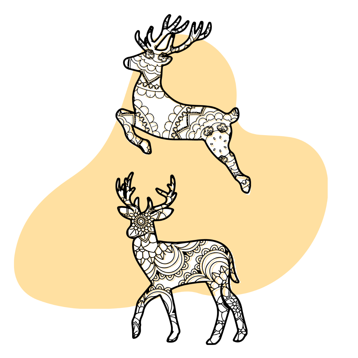 Mandala Deer Vector Template