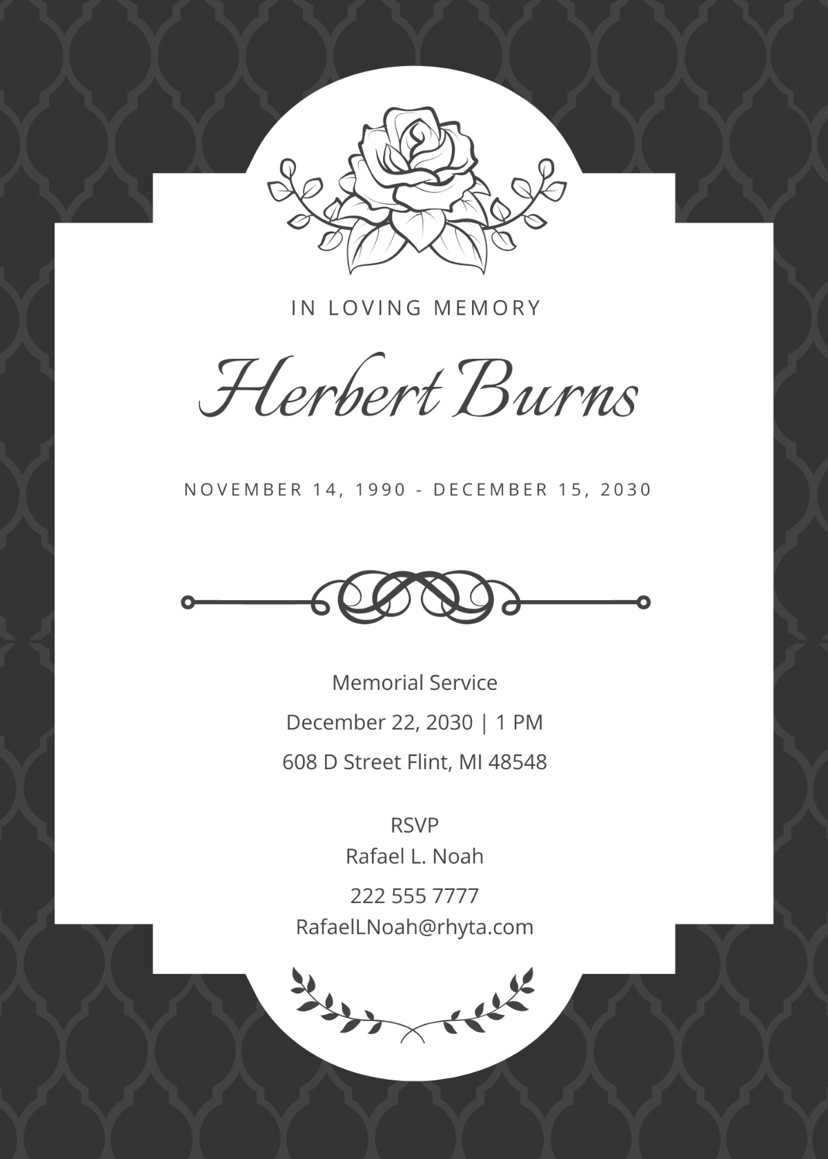 Funeral Memorial Flower Card Template - Edit Online & Download