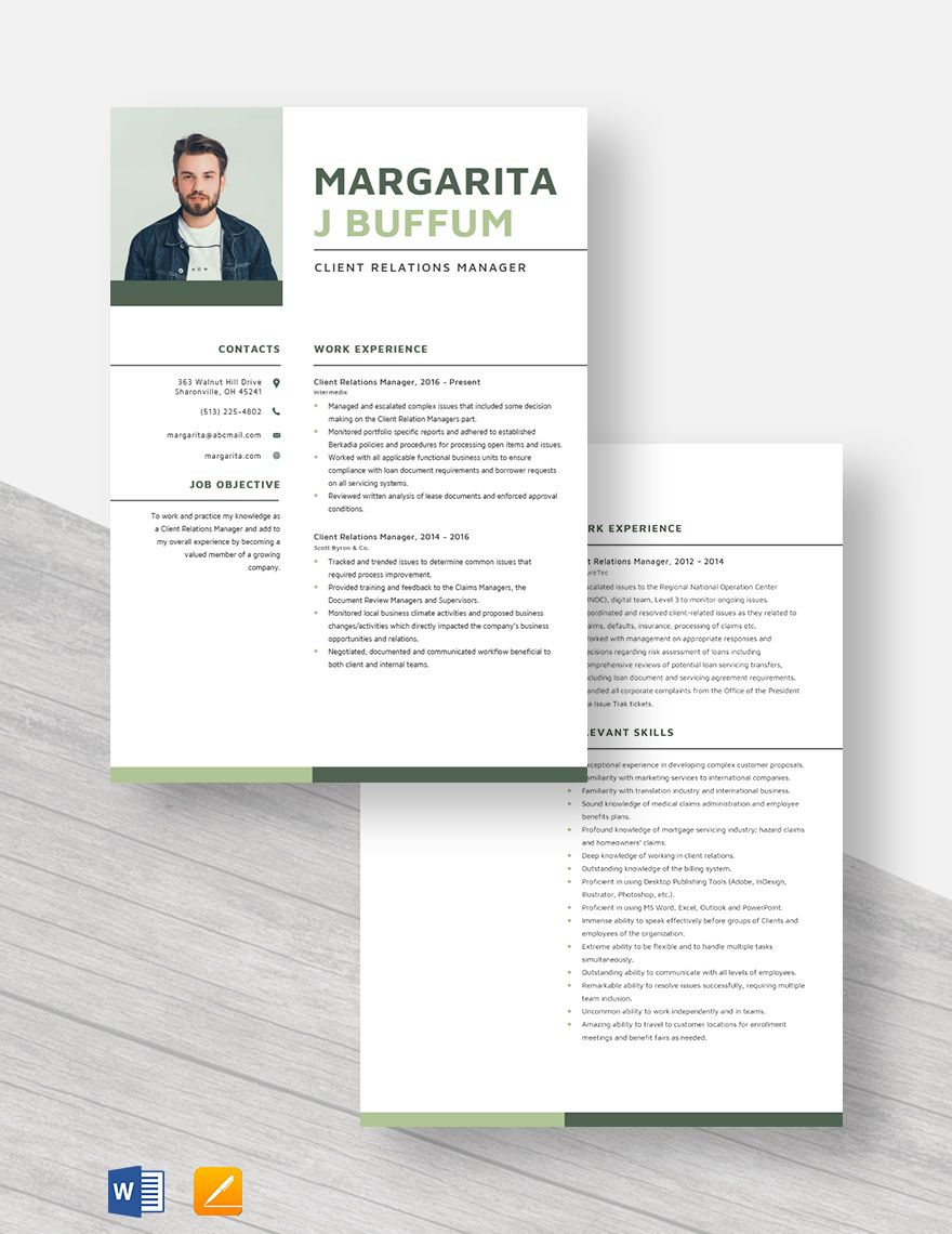 Client Relations Manager Resume