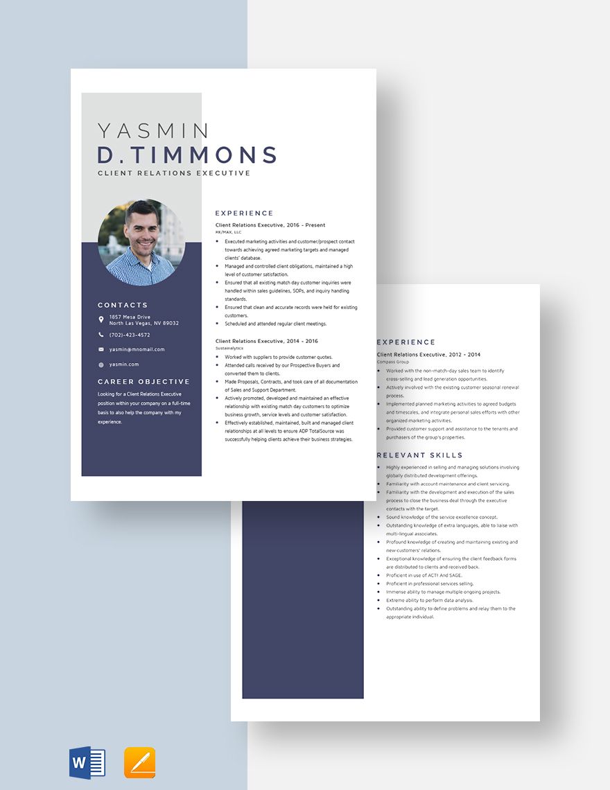 Client Relations Executive Resume