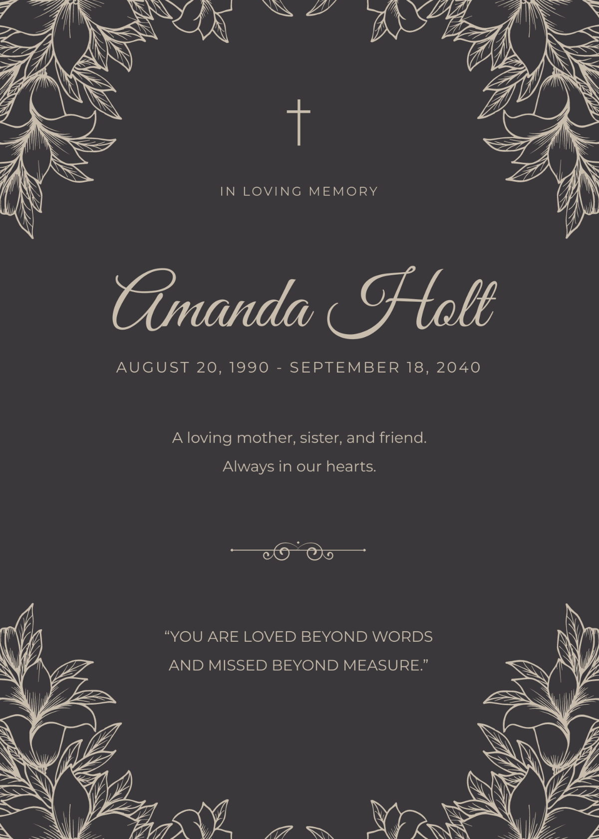 Personalized Funeral Remembrance Card Template