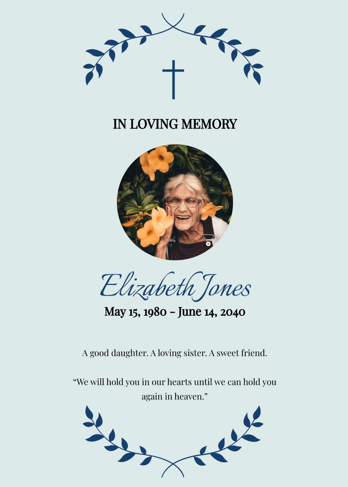 Funeral Service Remembrance Card Template