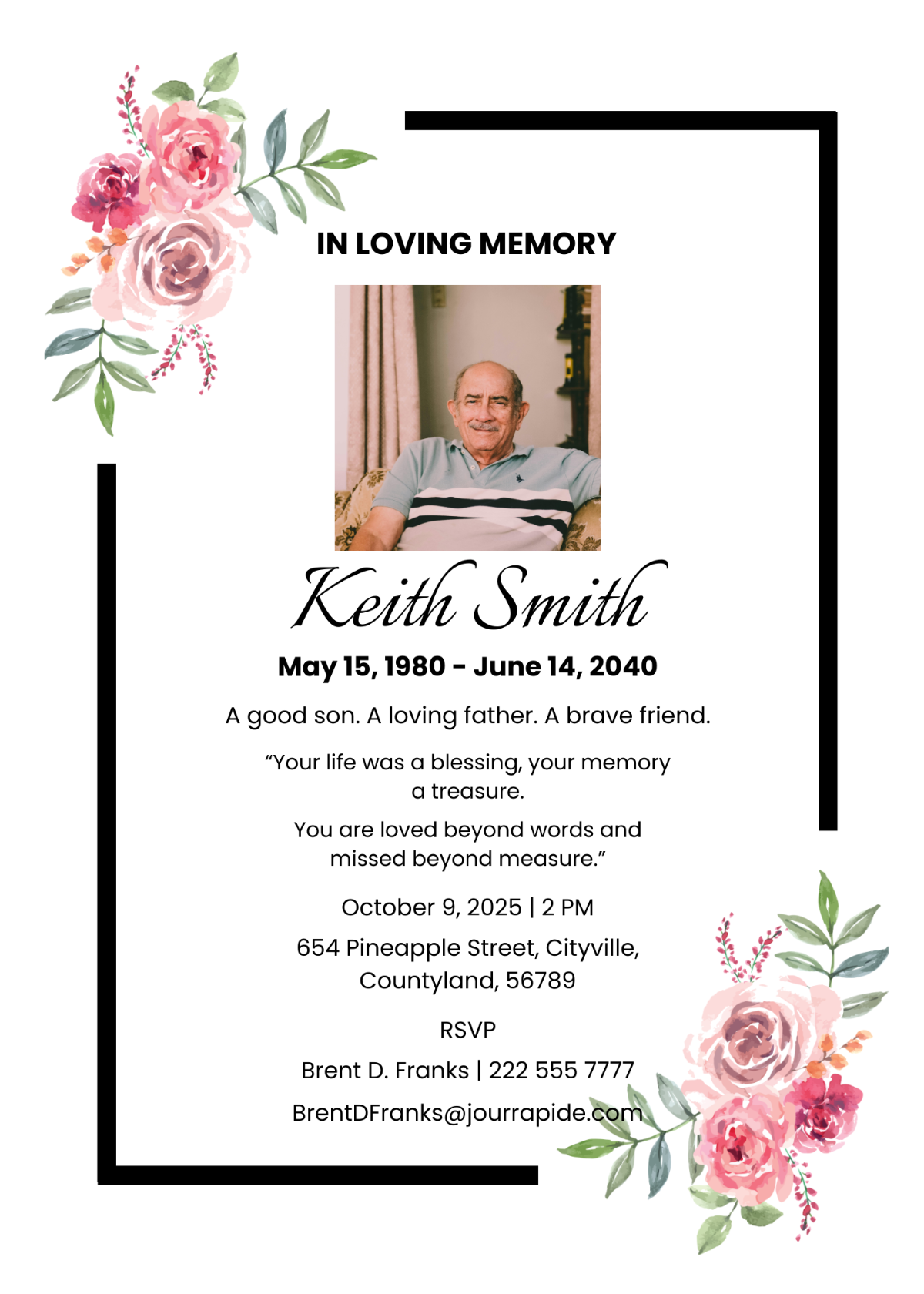 Funeral Home Remembrance Card