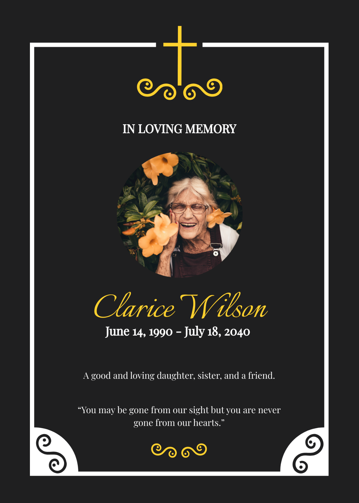 Catholic Funeral Remembrance Card Template