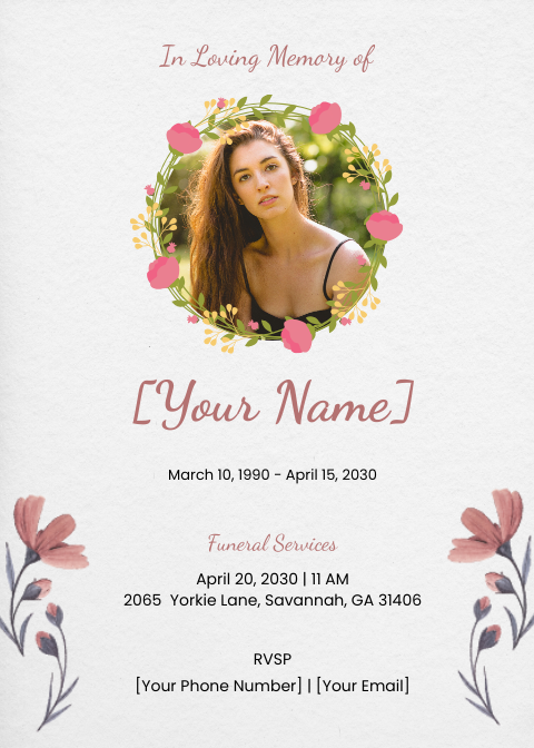Free Mother's Funeral Flower Card Template