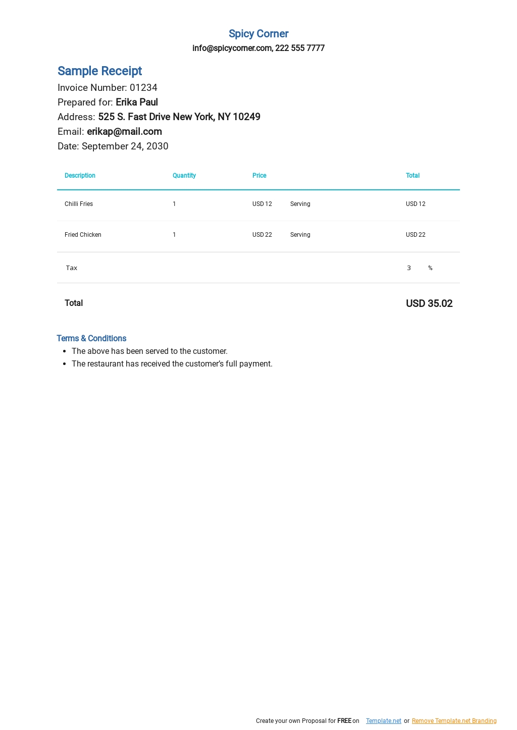 6+ FREE Receipt Templates in Google Docs