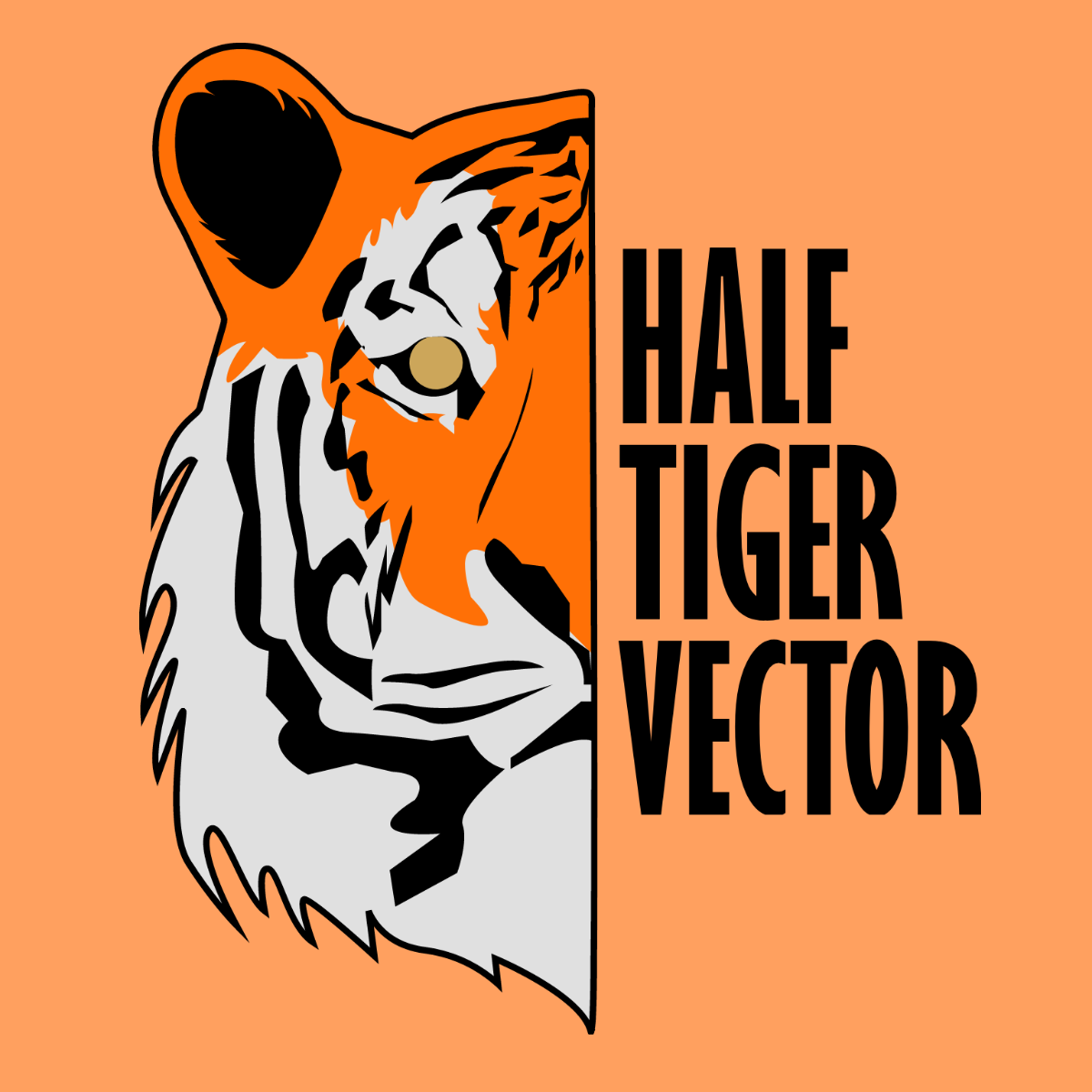 Free Half Tiger Vector Template