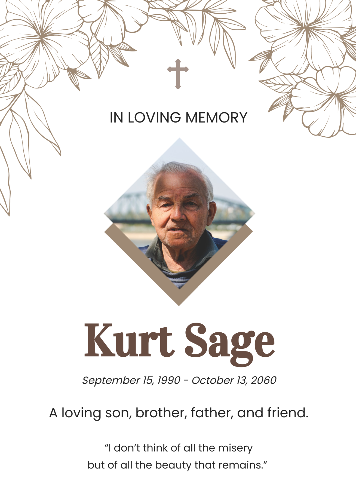 Sample Funeral Remembrance Card Template