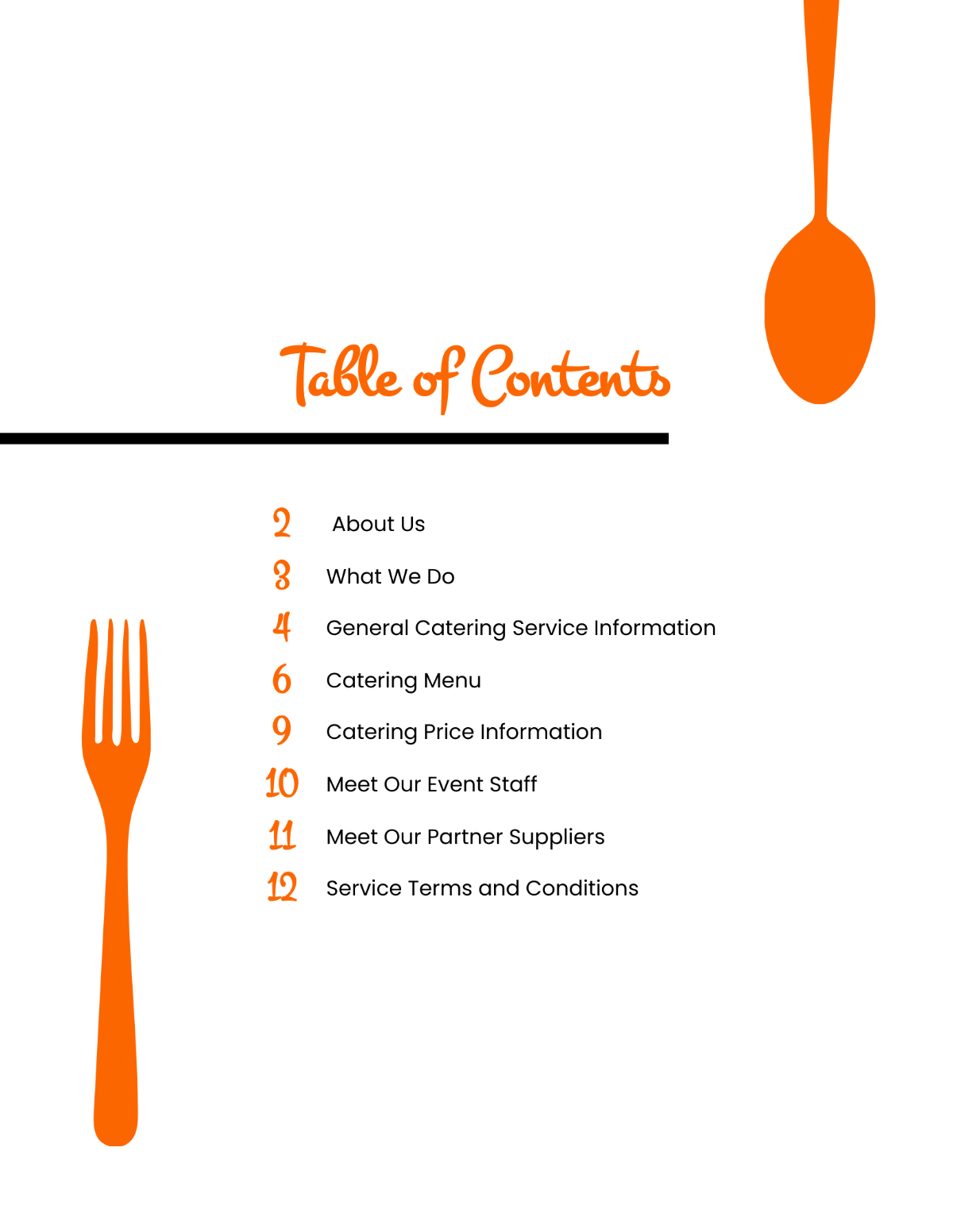 Food Table Of Contents Template