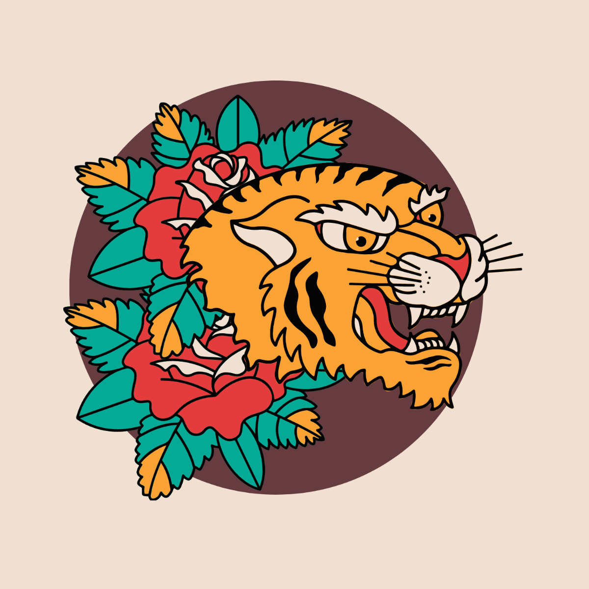 Old Tiger Vector Template