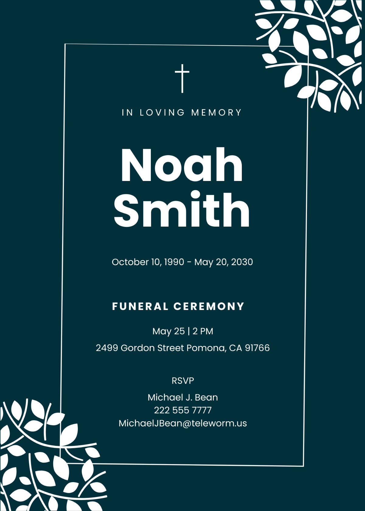 Elegant Funeral Ceremony Invitation