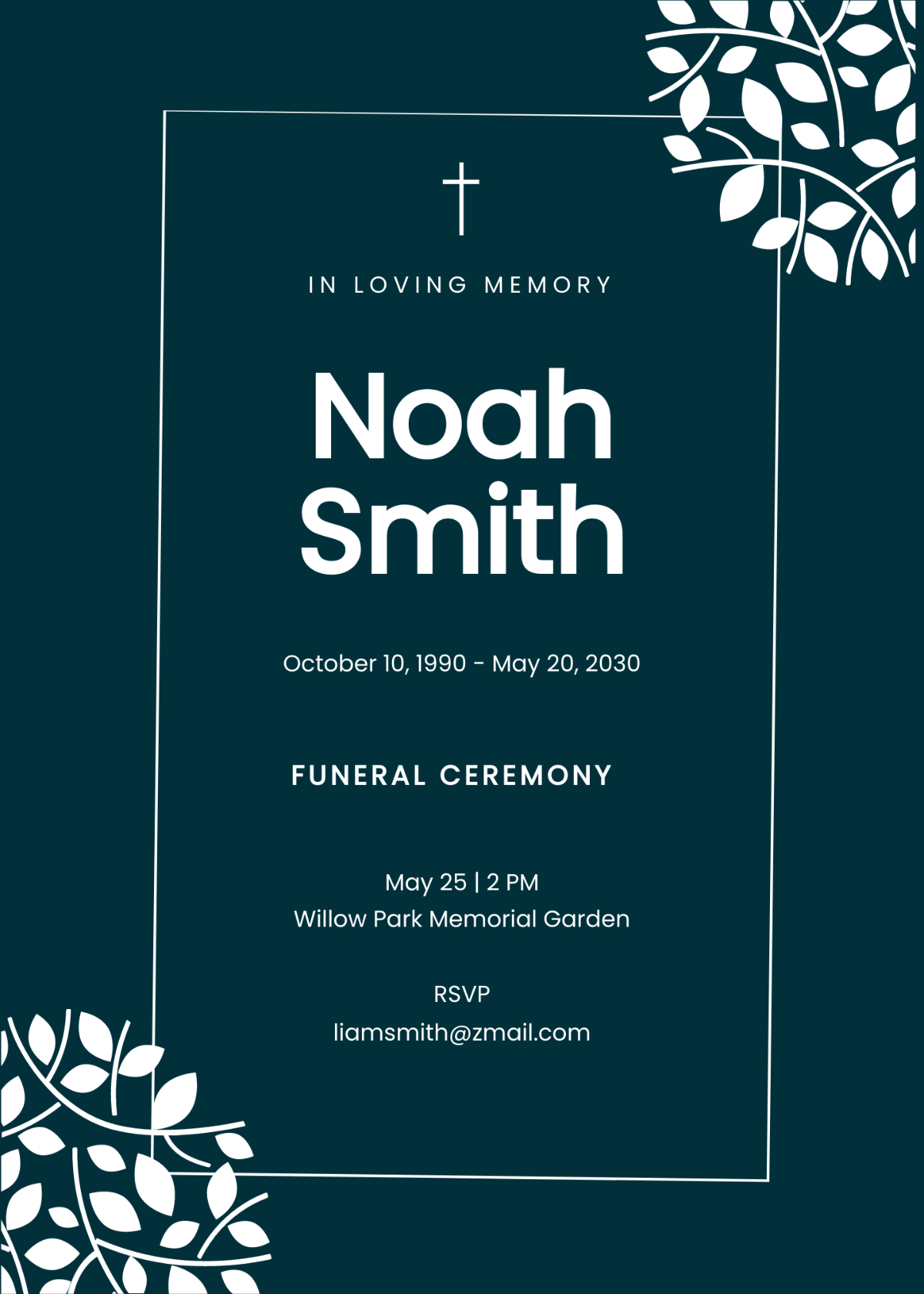 Elegant Funeral Ceremony Invitation Template