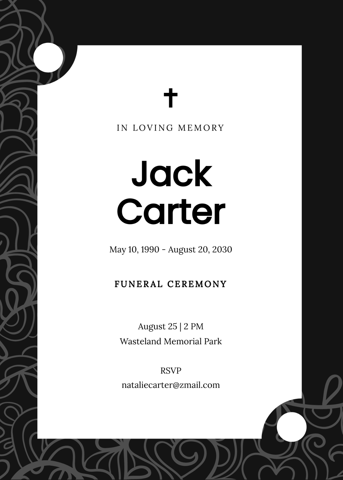 Modern Funeral Ceremony Invitation Template