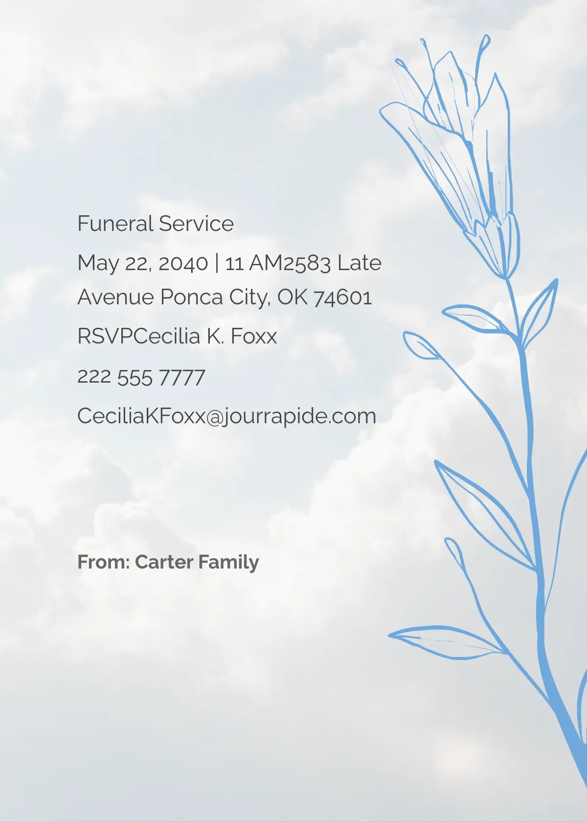 Free Funeral Service Memorial Card Template to Edit Online