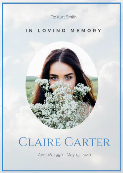 Free Funeral Service Memorial Card Template to Edit Online