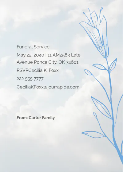 Free Funeral Service Memorial Card Template to Edit Online