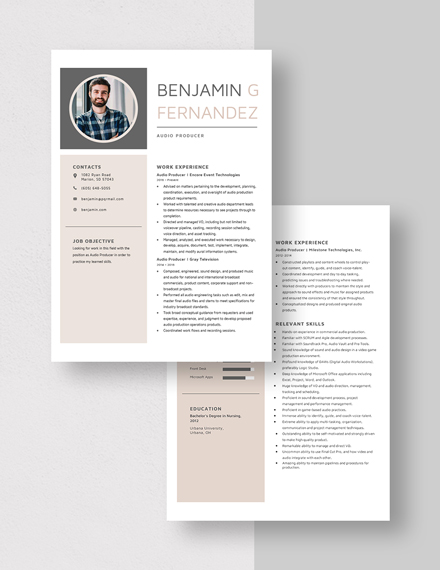 Audio Producer Resume Download
