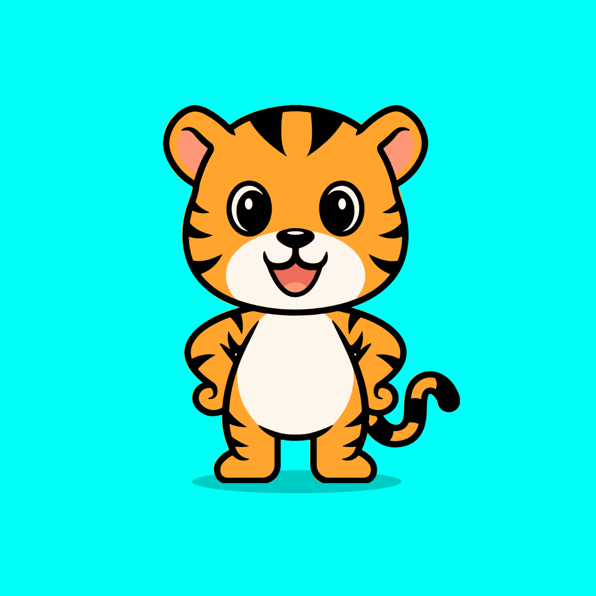 Standing Tiger Vector Template