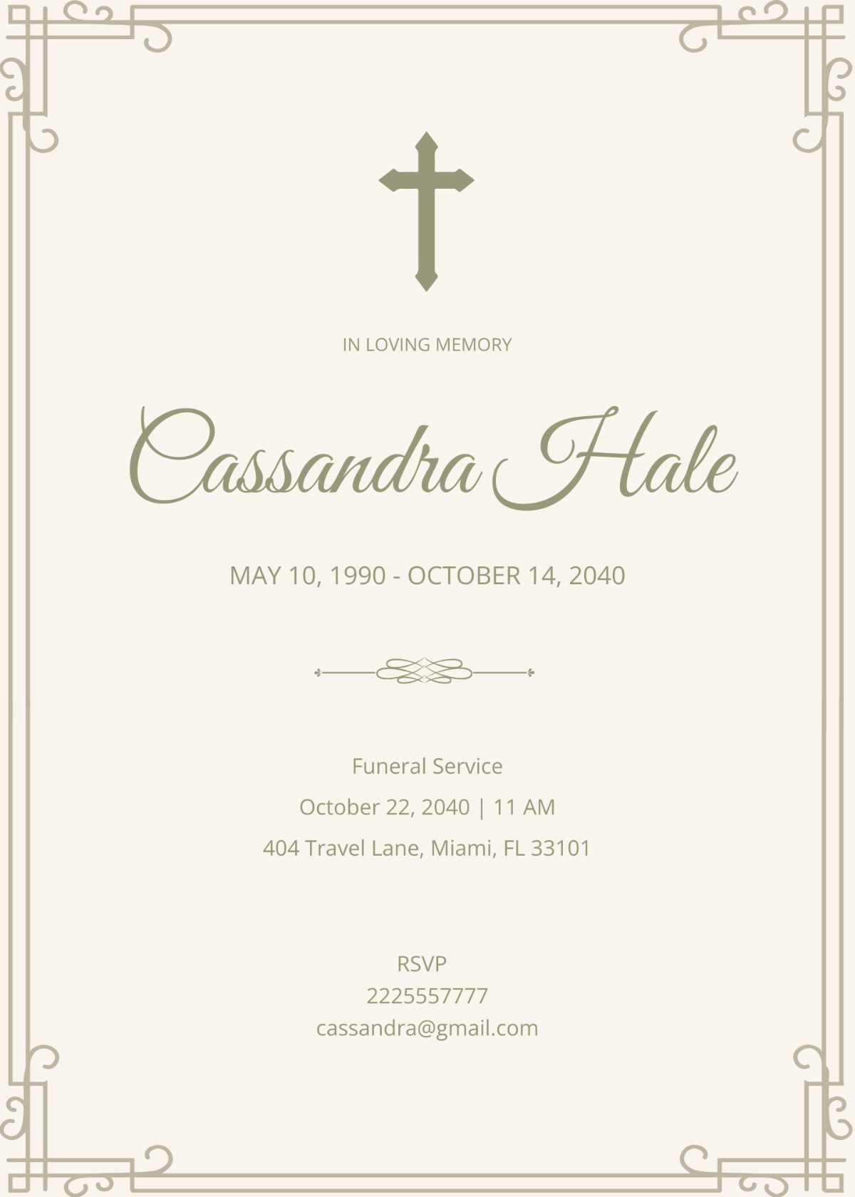 Traditional Catholic Funeral Card
