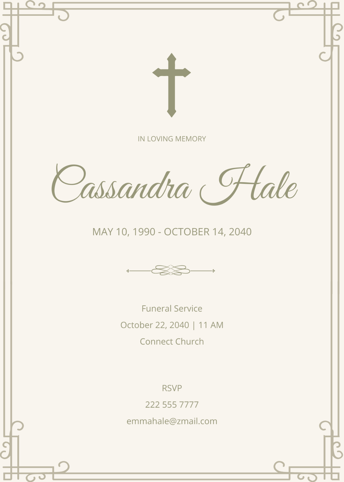 Traditional Catholic Funeral Card Template
