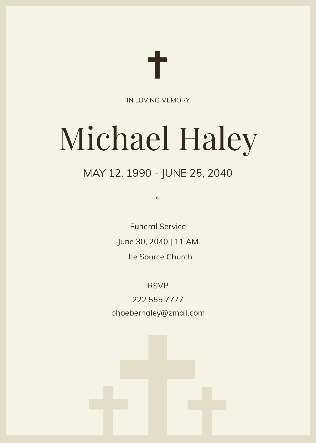 Roman Catholic Funeral Card Template