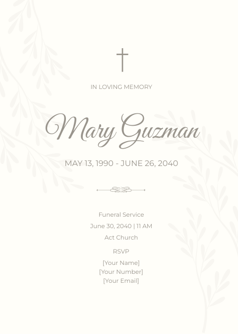 FREE Funeral Invitation - Edit Online & Download | Template.net