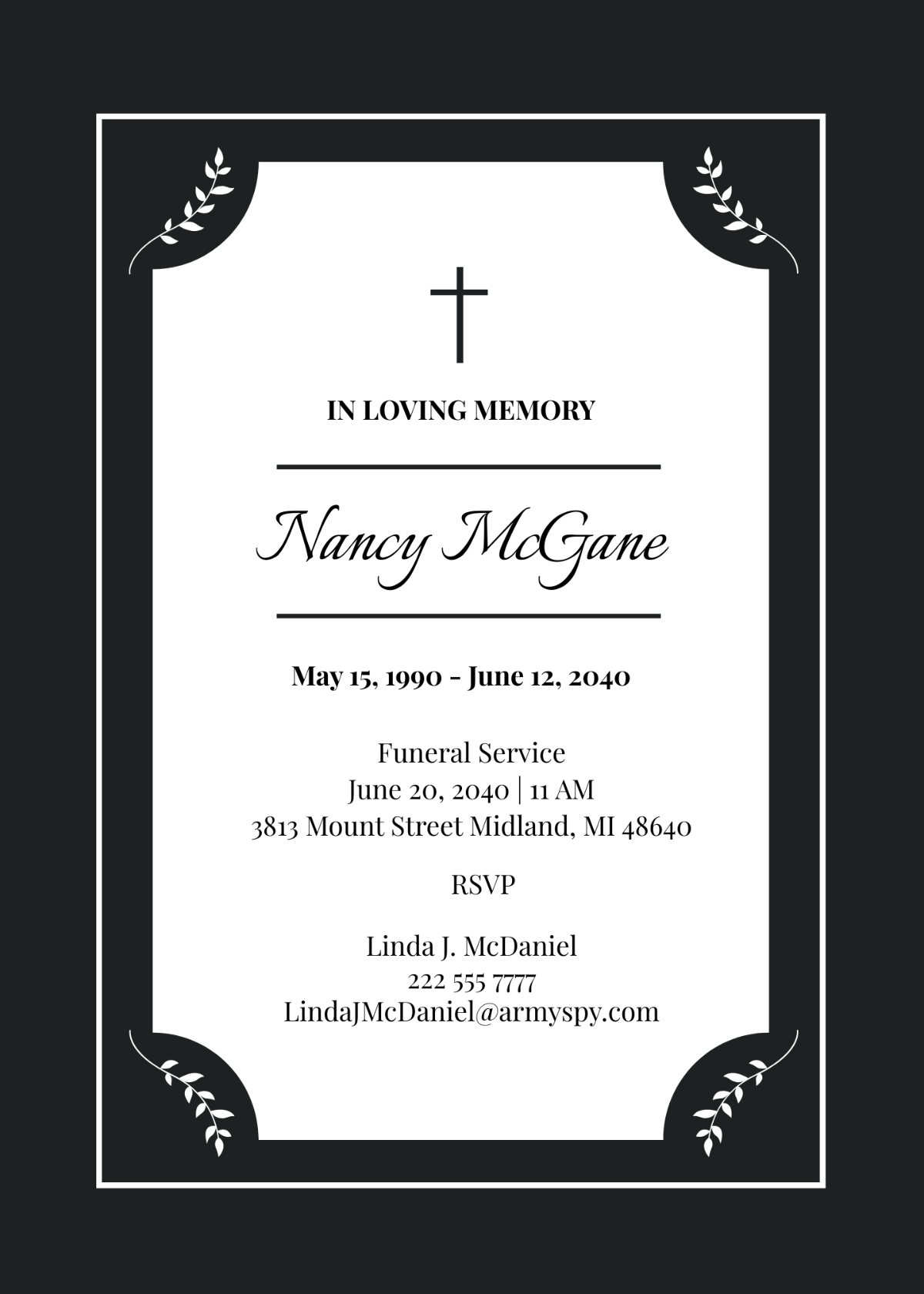 Custom Catholic Funeral Card