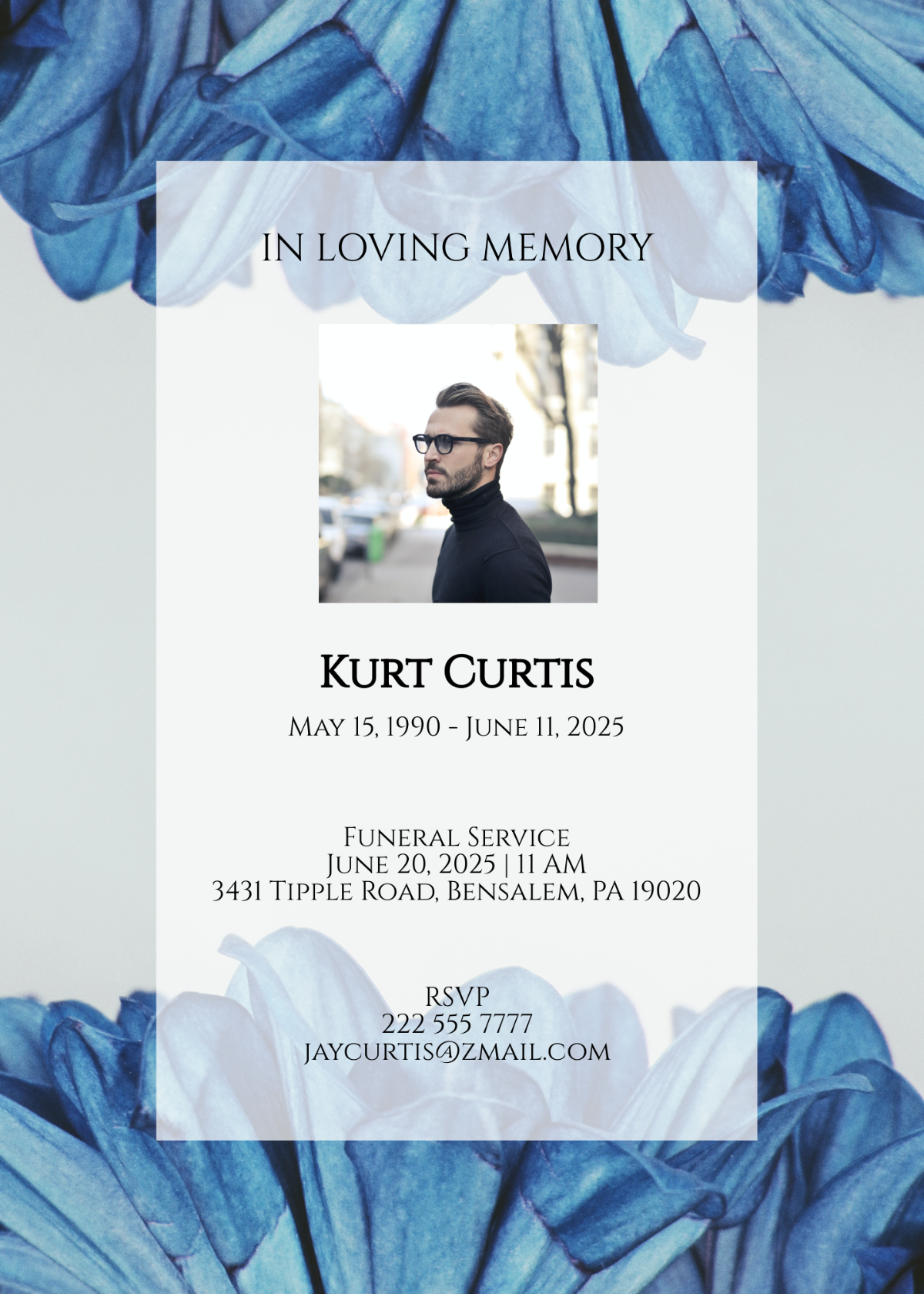 Floral Funeral Service Card Template