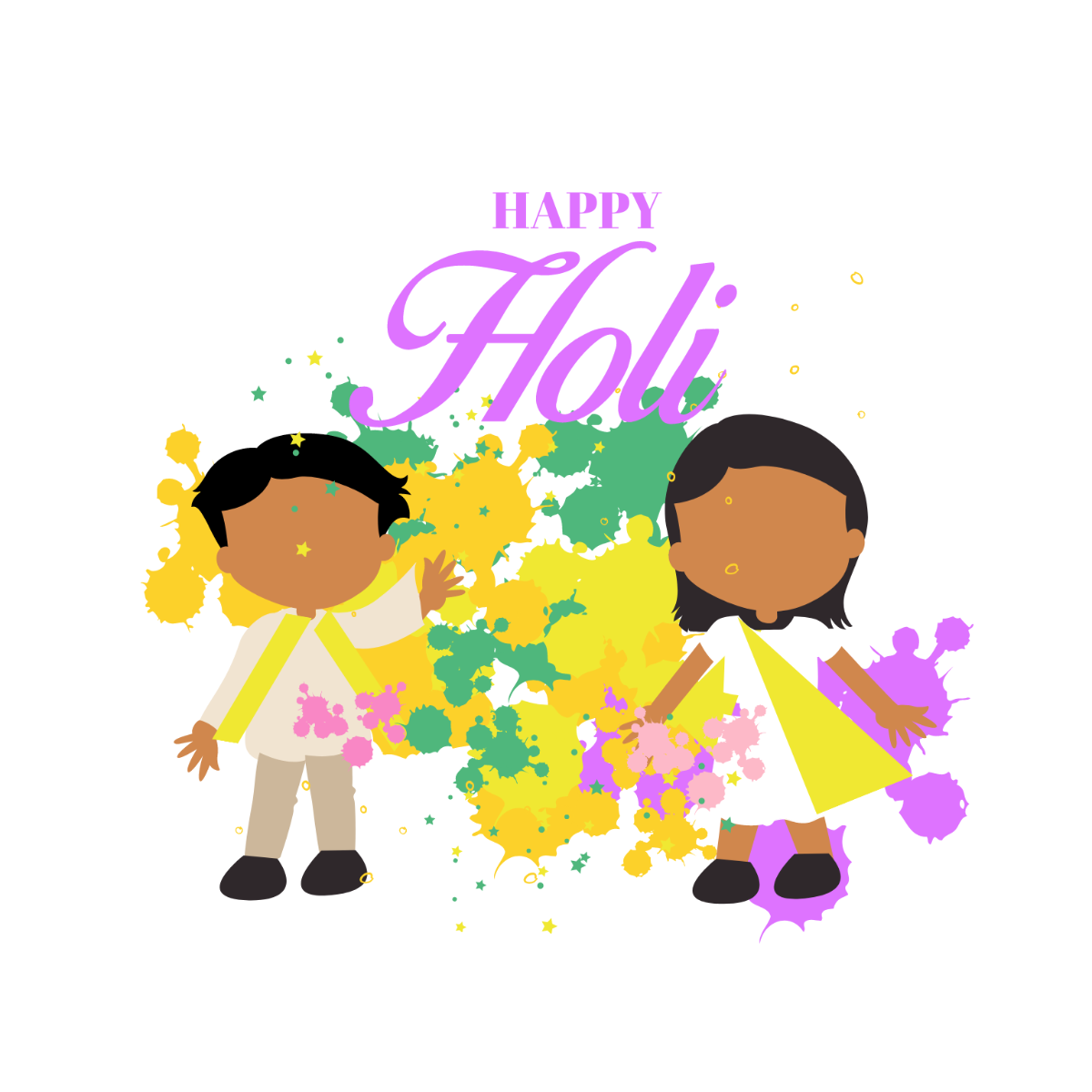 Kids Holi Vector