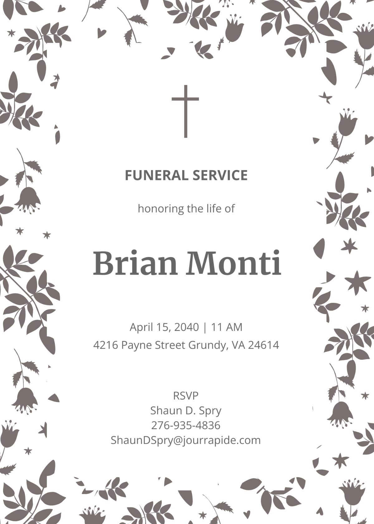 Communication Funeral Service Invitation