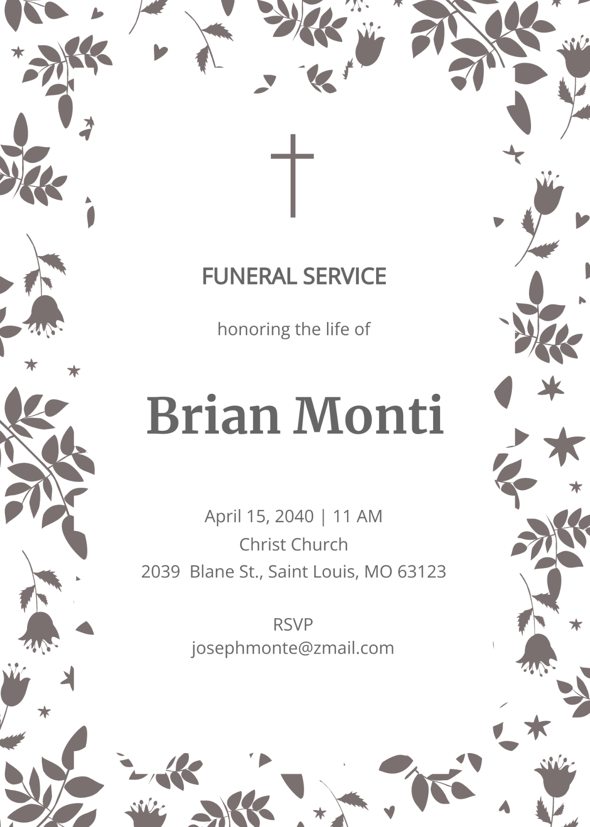 Communication Funeral Service Invitation Template