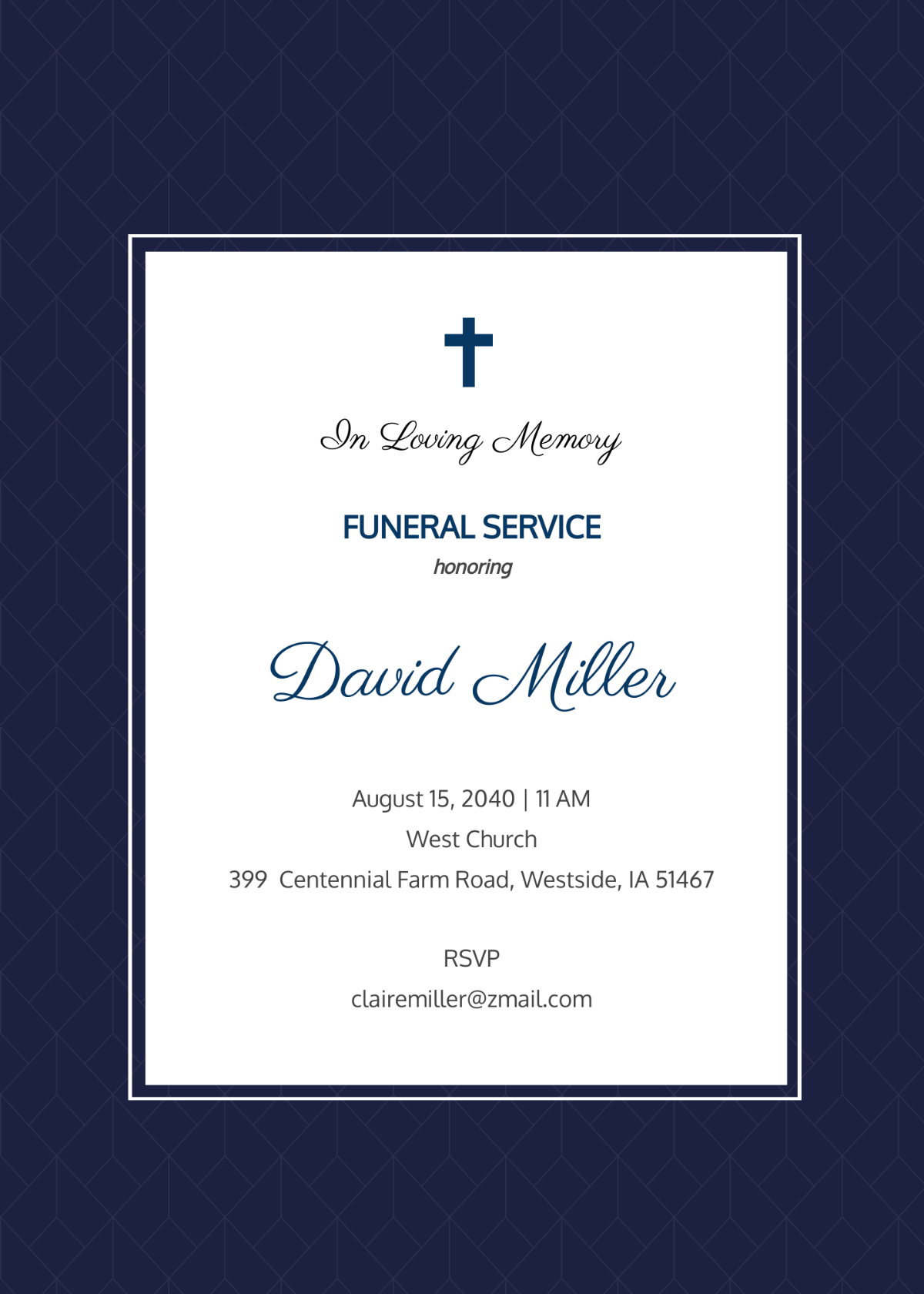 Communication Funeral Invitation Card Template