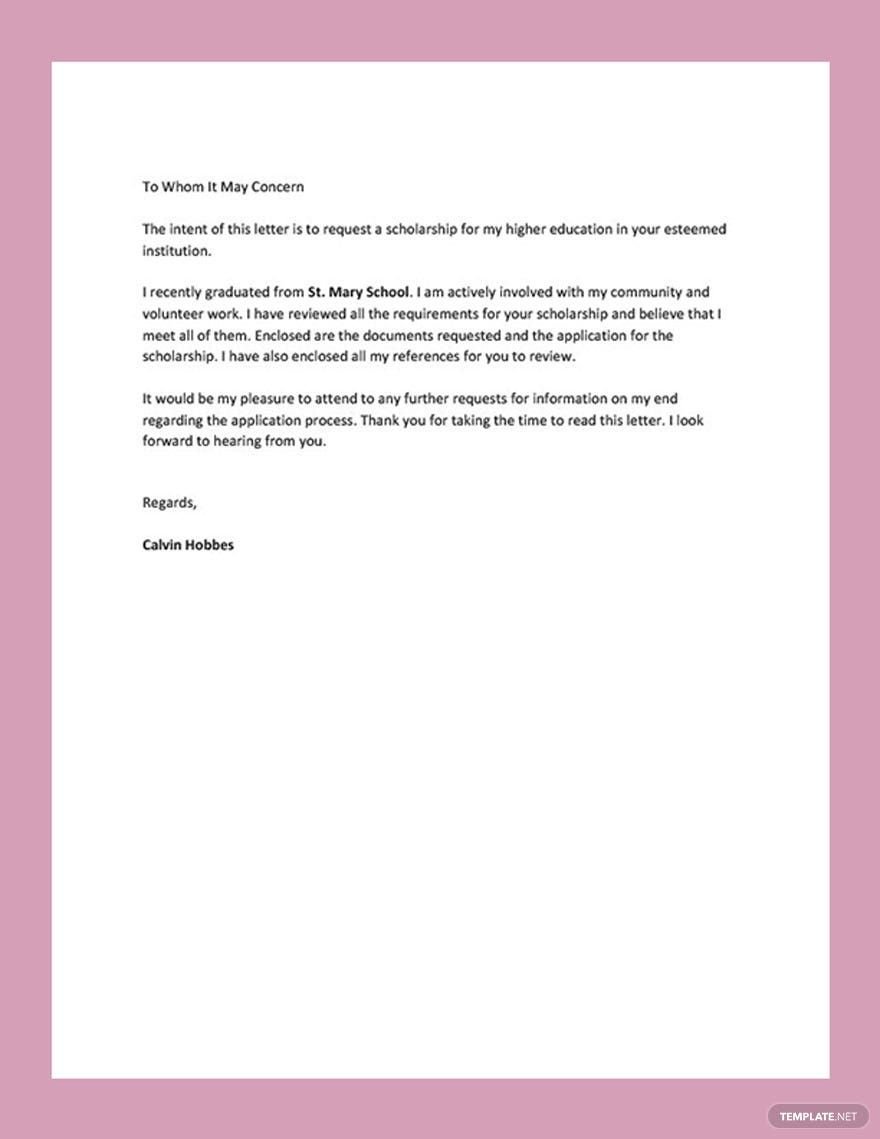 Scholarship Request Letter Template