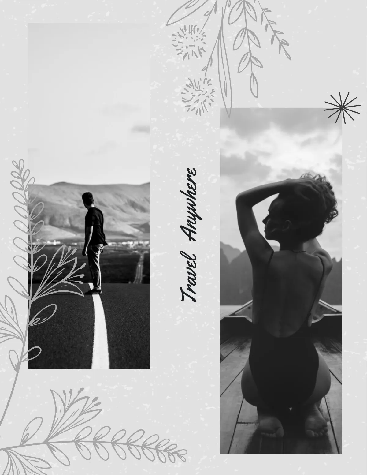 Free Black And White Travel Photo Book Template to Edit Online