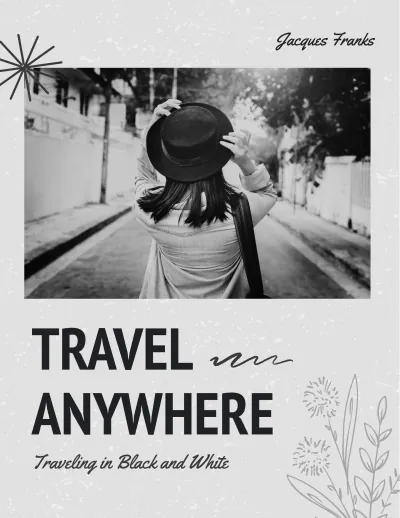 Free Black And White Travel Photo Book Template to Edit Online