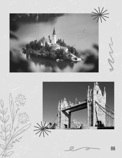 Free Black And White Travel Photo Book Template to Edit Online