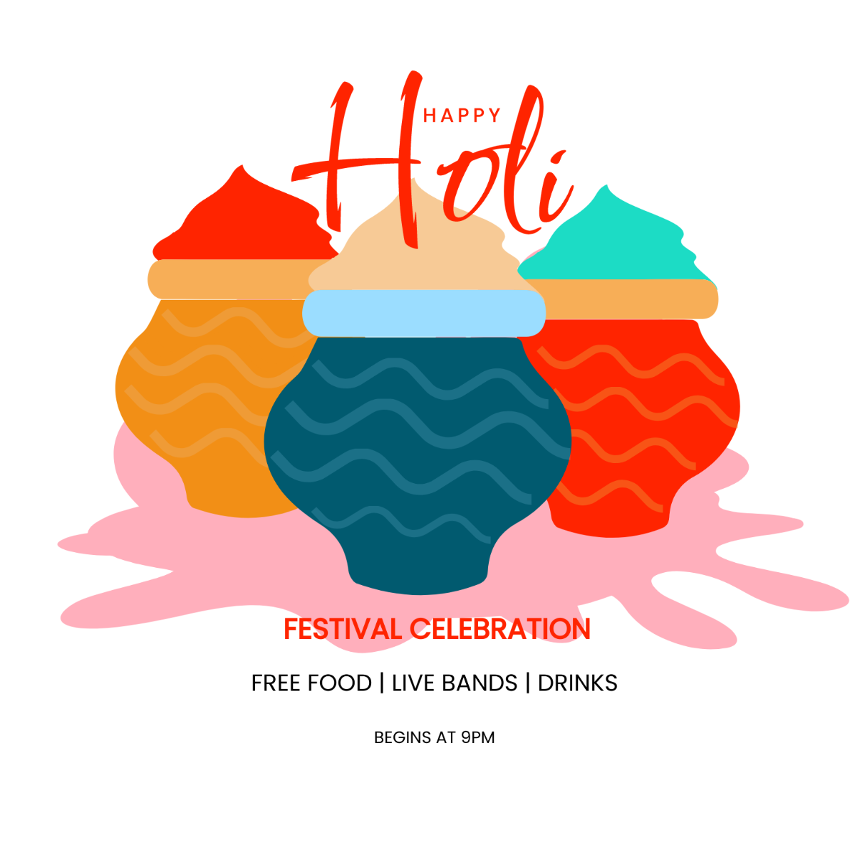 Holi Invitation Vector Template