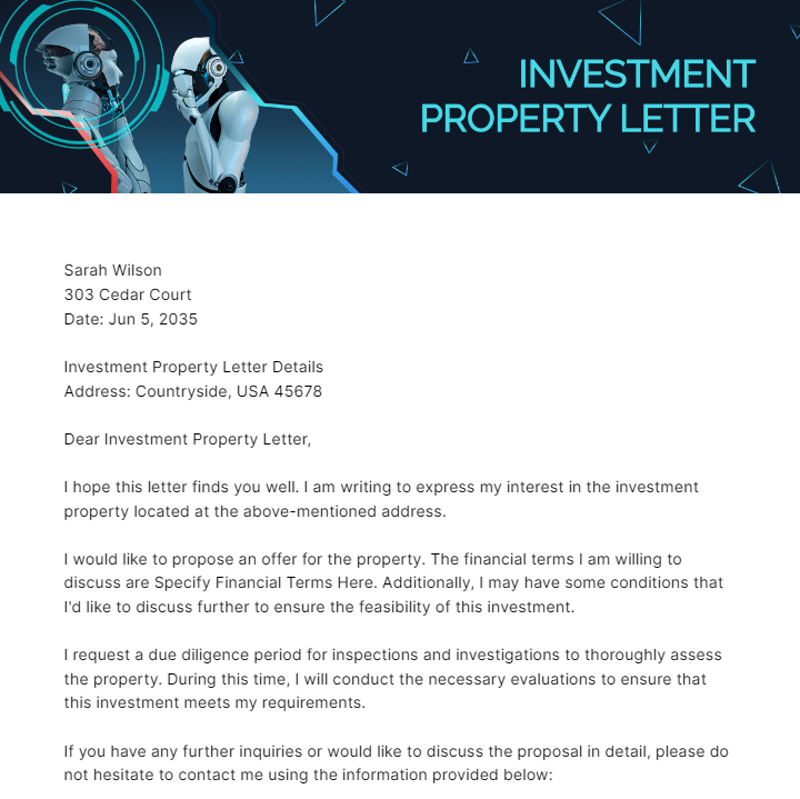 Investment Property Letter Template - Edit Online & Download