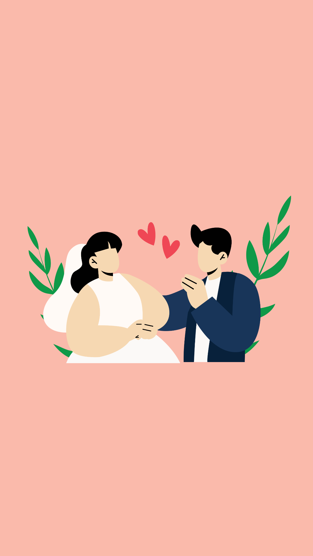 Cartoon Wedding Couple Mobile Background Template