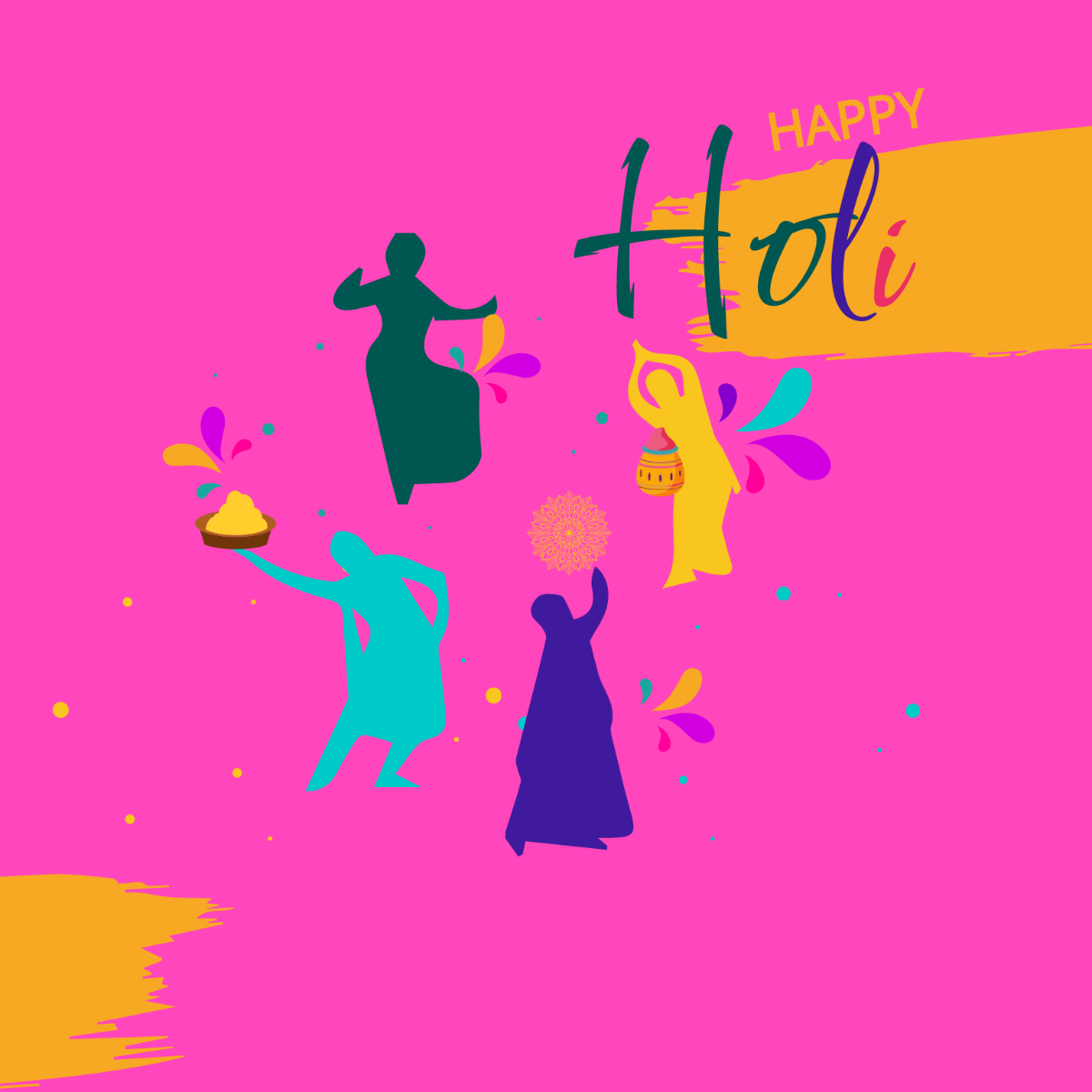 Free Holi Wishes Vector Template