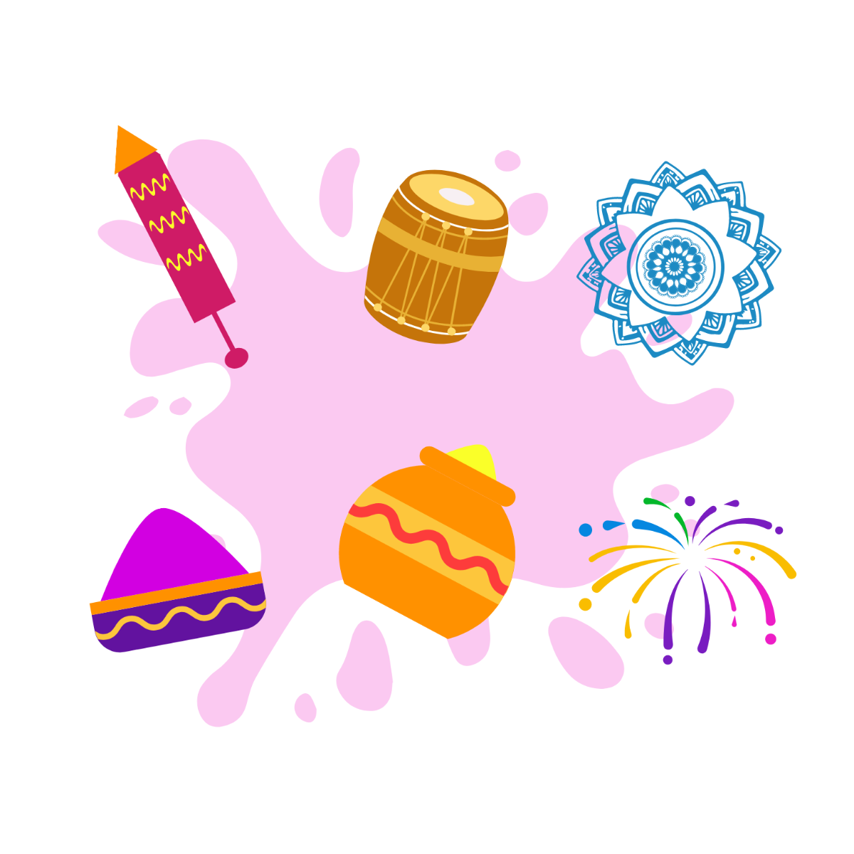 Free Holi Elements Vector Template