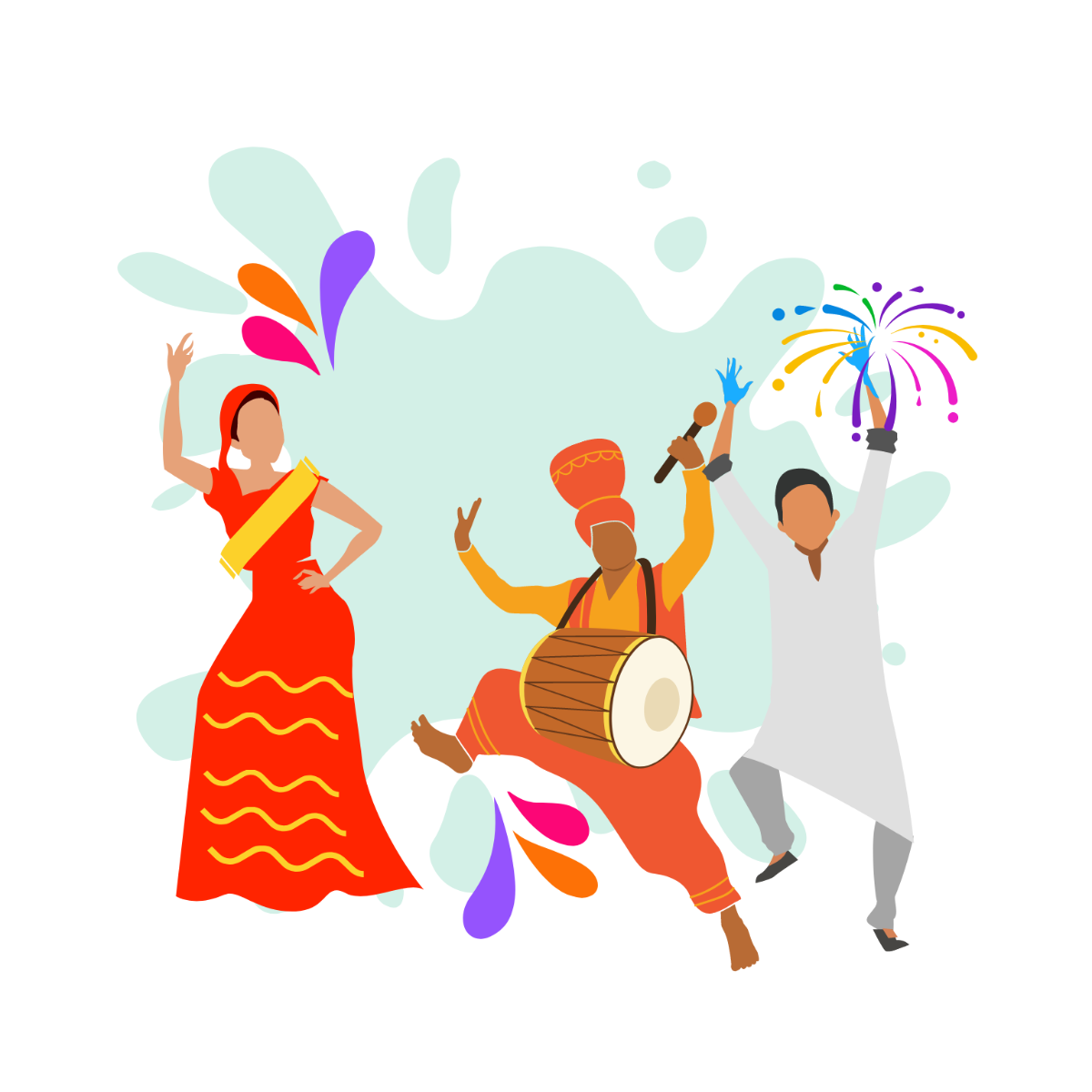 Holi Dance Vector Template