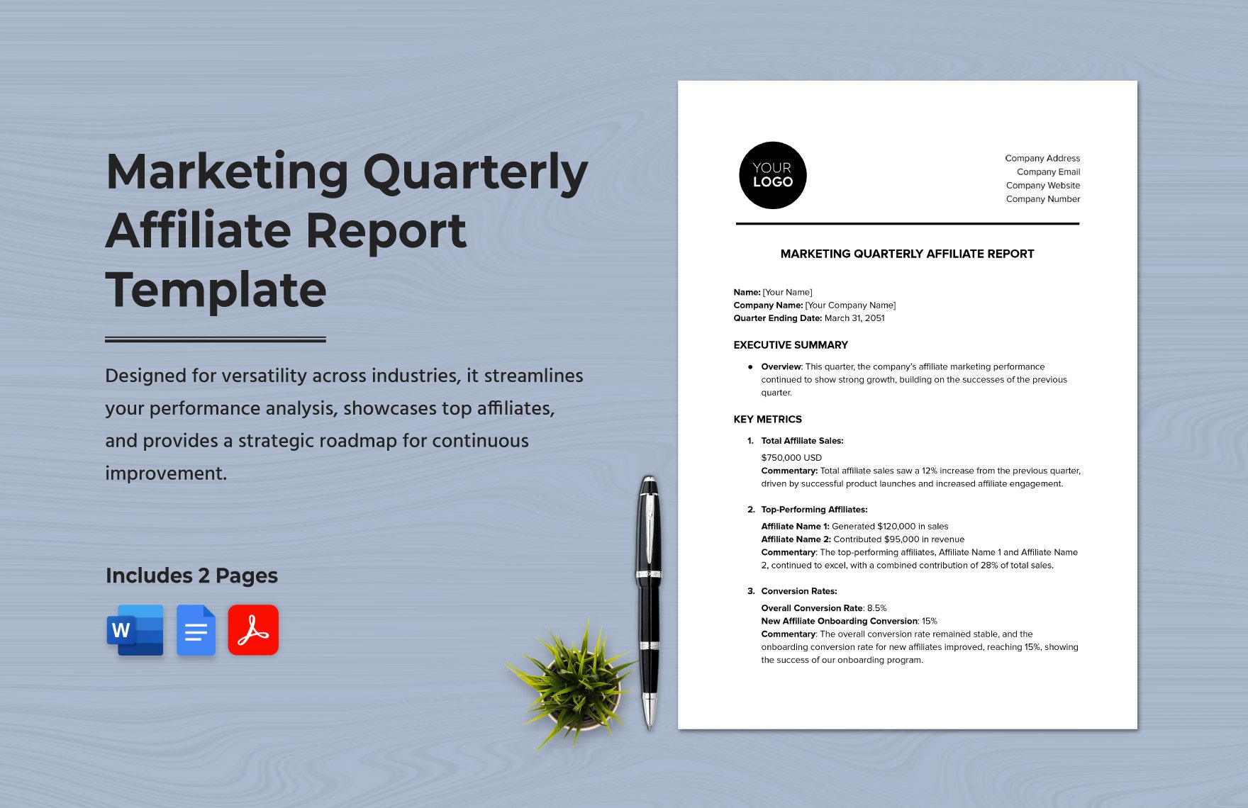 Marketing Quarterly Affiliate Report Template