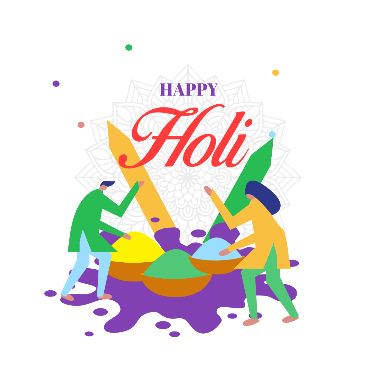 Happy Holi Vector Template - Edit Online & Download