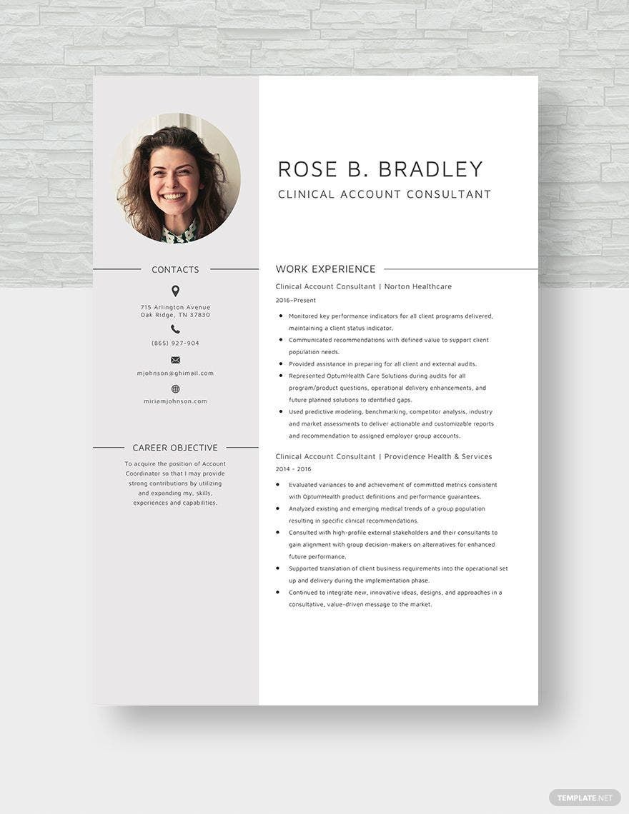Clinical Account Consultant Resume