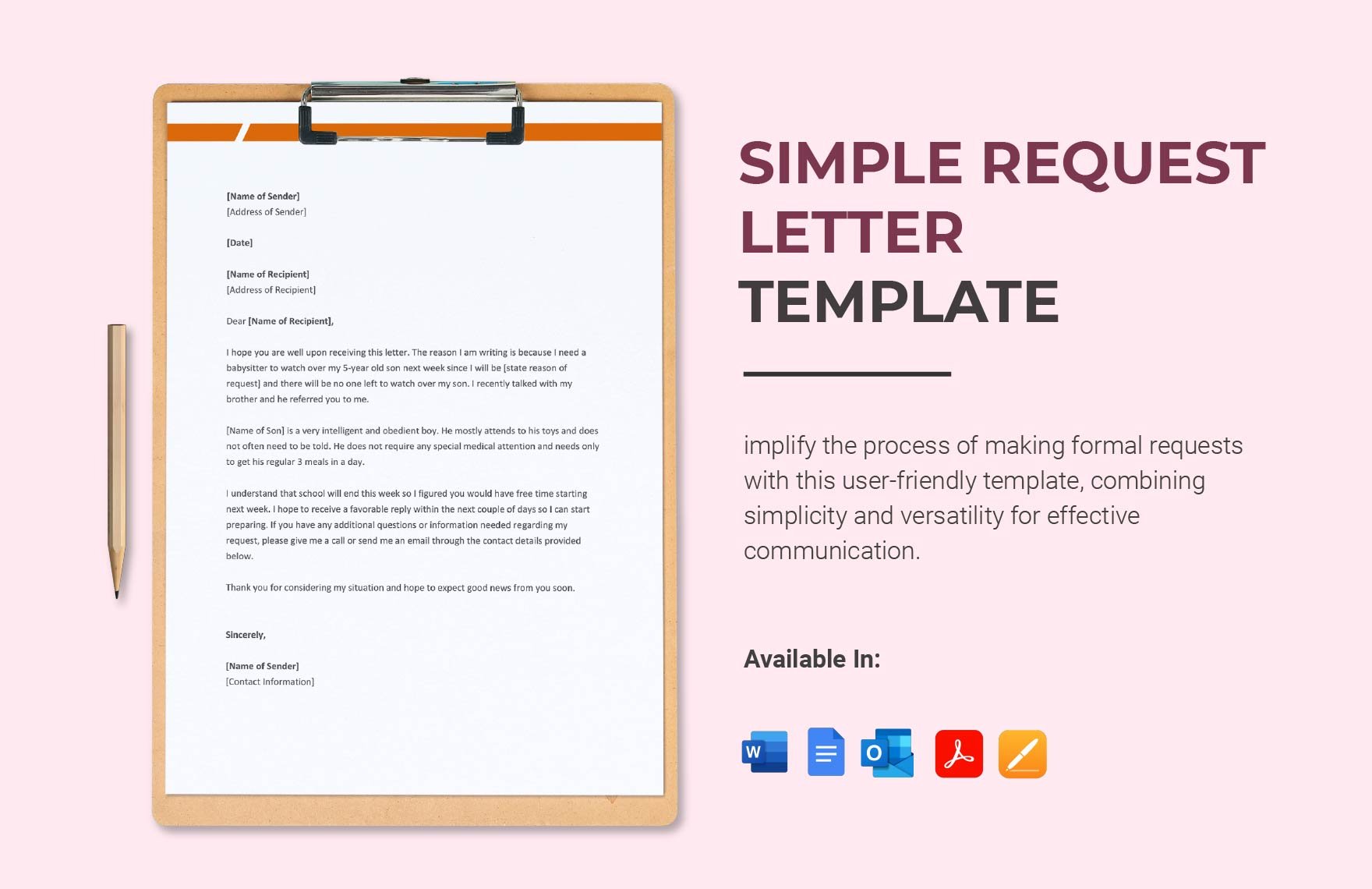 Simple Request Letter Template in Word, Google Docs, PDF, Apple Pages, Outlook