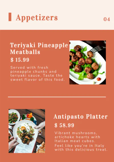 Free Menu Booklet Template to Edit Online